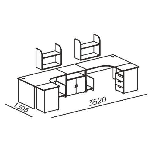 Комплект мебели Эко  2 стола, 3 тумбы, 2 подставки, 2 полки
