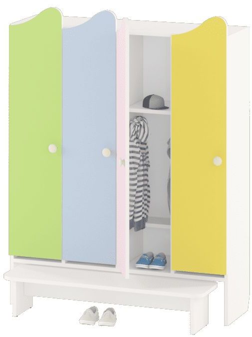 Шкаф для детской одежды четырехдверный ДУ-ШР4-2 1150x358x1496