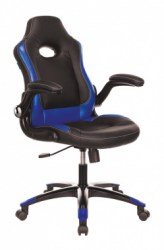 Кресло игровое Бюрократ VIKING-1N/BL-BLUE черный/синий искусственная кожа